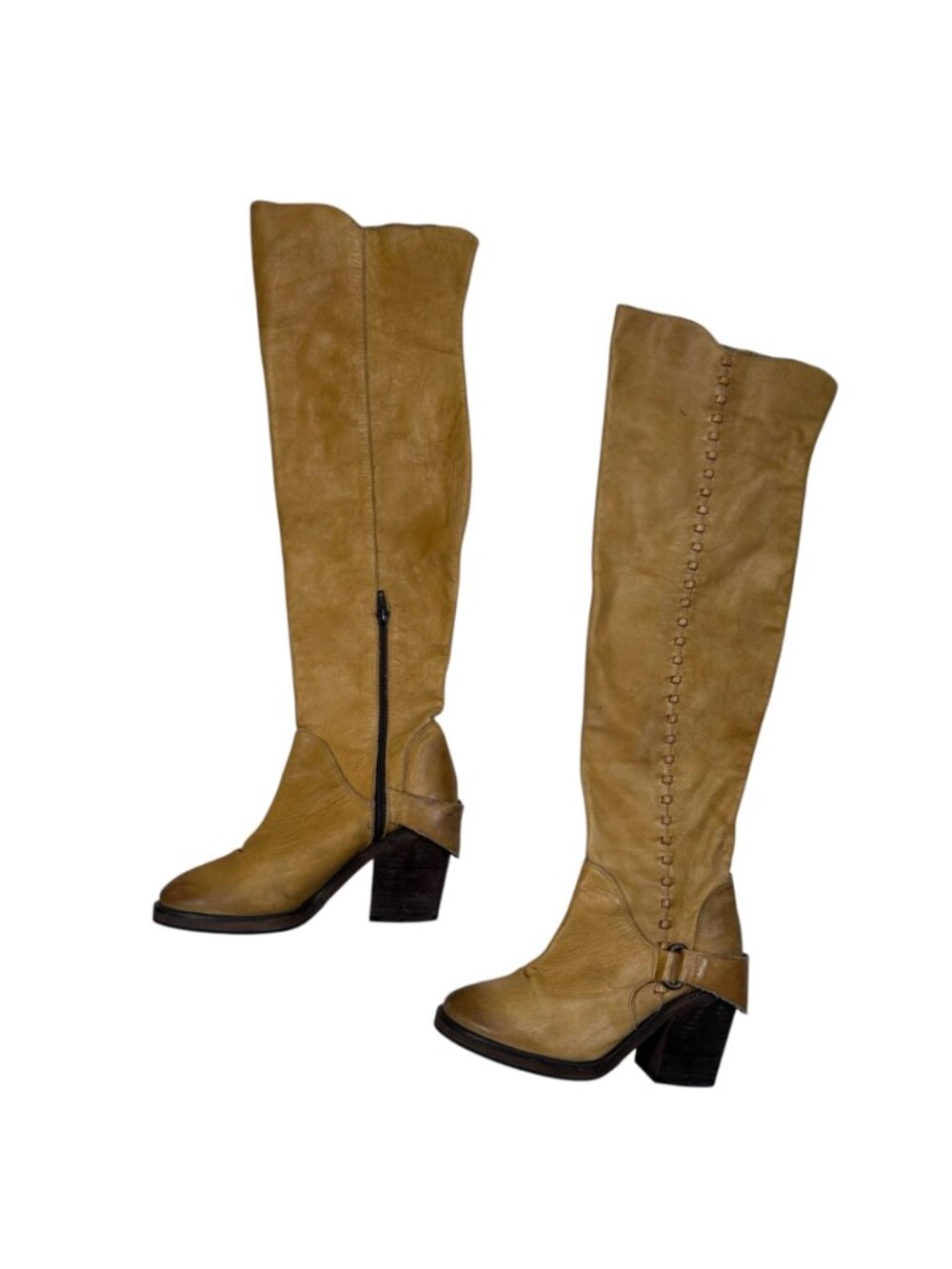 Free People Auburn Over The Knee Boot Boho Tall EU 37 US 6 Mustard - Picture 12 of 14